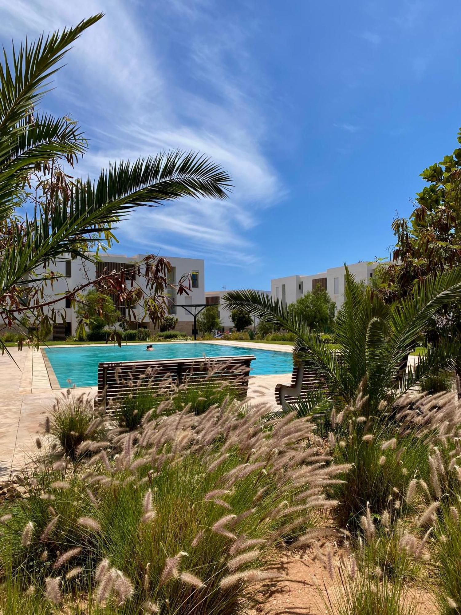 Luxurious Golf & Sea View Beach Apartment With Pool Access - Tamourrit, Taghazout Bay Buitenkant foto